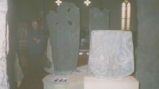 Carved stones inside Kirk Michael church